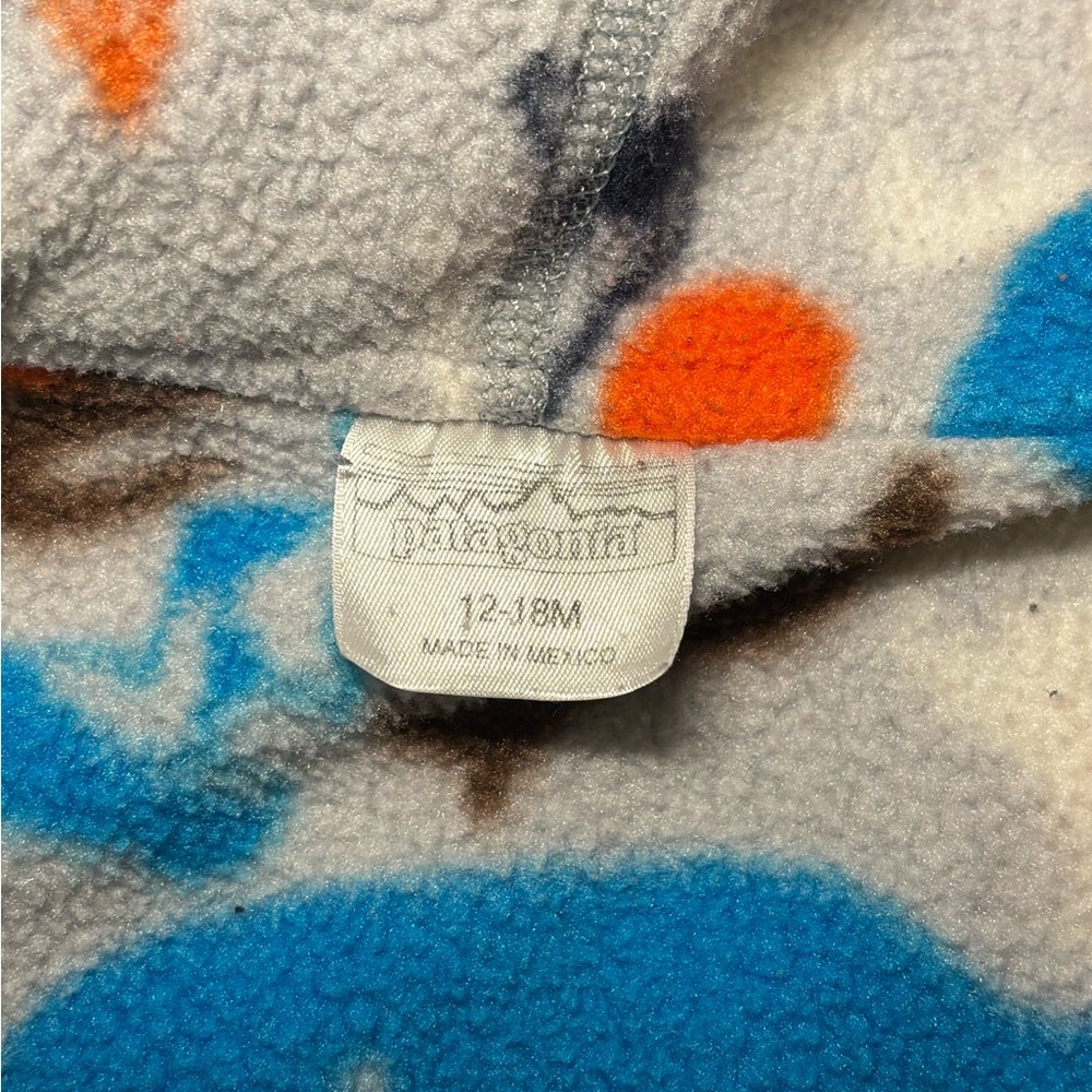 Patagonia Kids' Animal Print Fleece Hoodie Full Zip Size 12-18 Months - Picture 3 of 5
